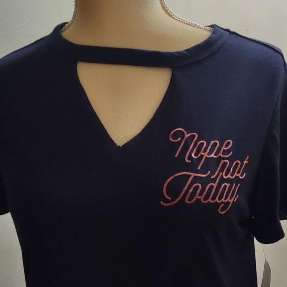 New‎ Awake Size M Navy top with cuff sleeves, pink Nope Not Today - Picture 2 of 6